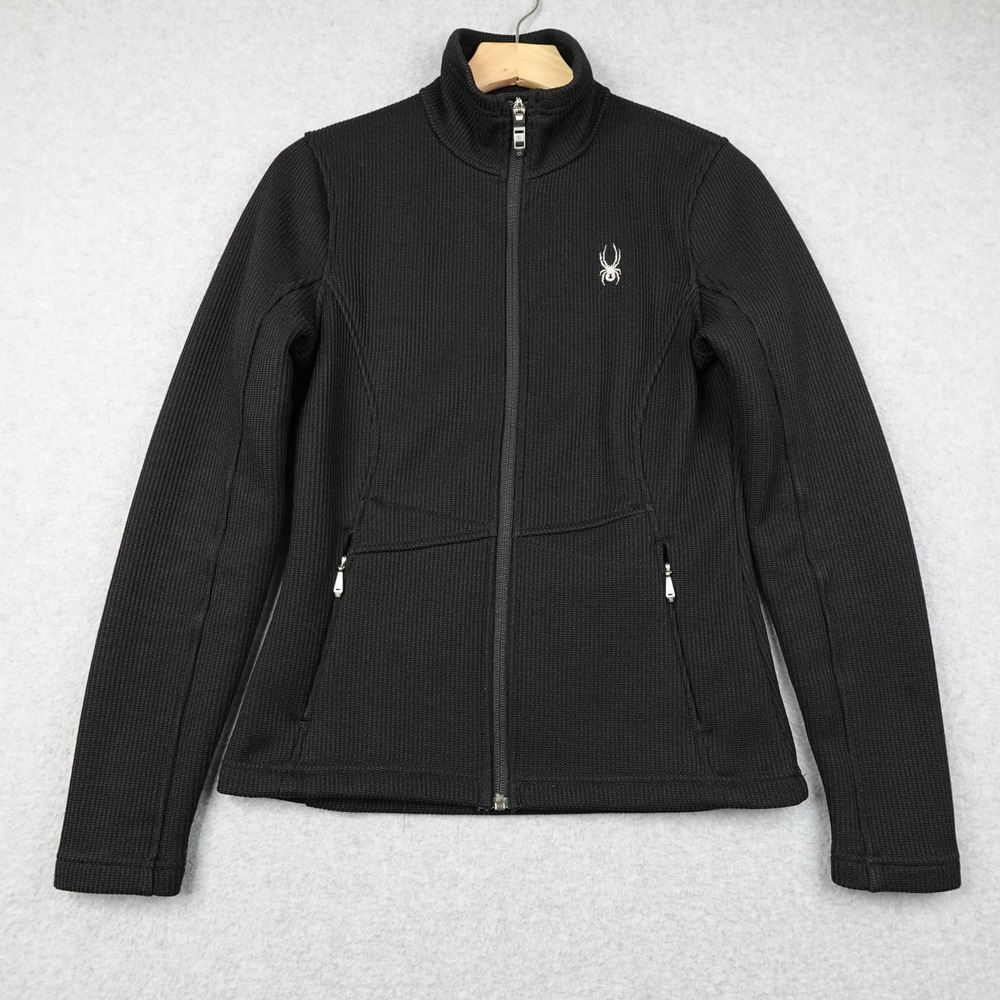 Spyder Jacket Womens Small Black Core Sweater Fleece Full Zip Sporty Gorpcore